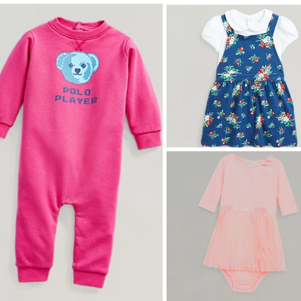 NWT polo Ralph Lauren baby girl dresses and onesie Sz 9M all brand new!